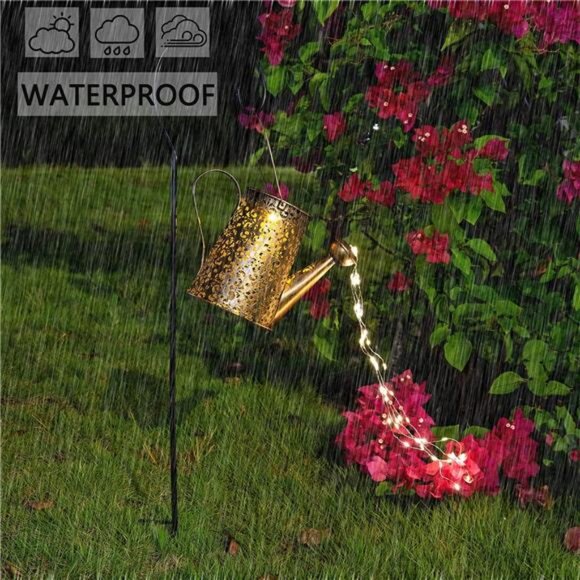 Solar Lights Outdoor Garden Decor,Large Hanging Waterproof WateringCan Landscape - Picture 5 of 8